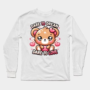 Cherished Dreams: Kawaii Bear's Love Manifesto Long Sleeve T-Shirt